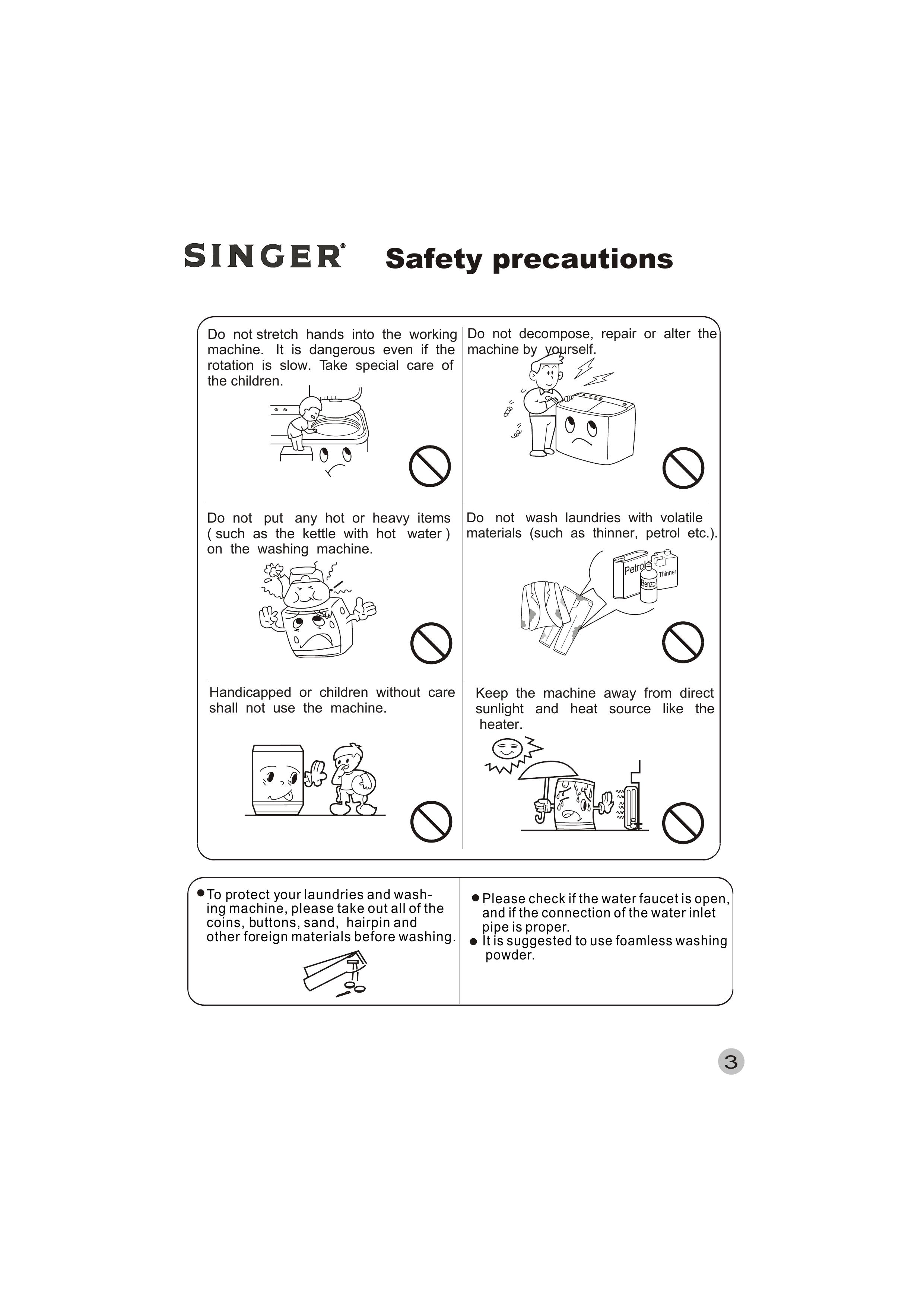 Singer WT5113 Washer/Dryer User Manual (Page 4)