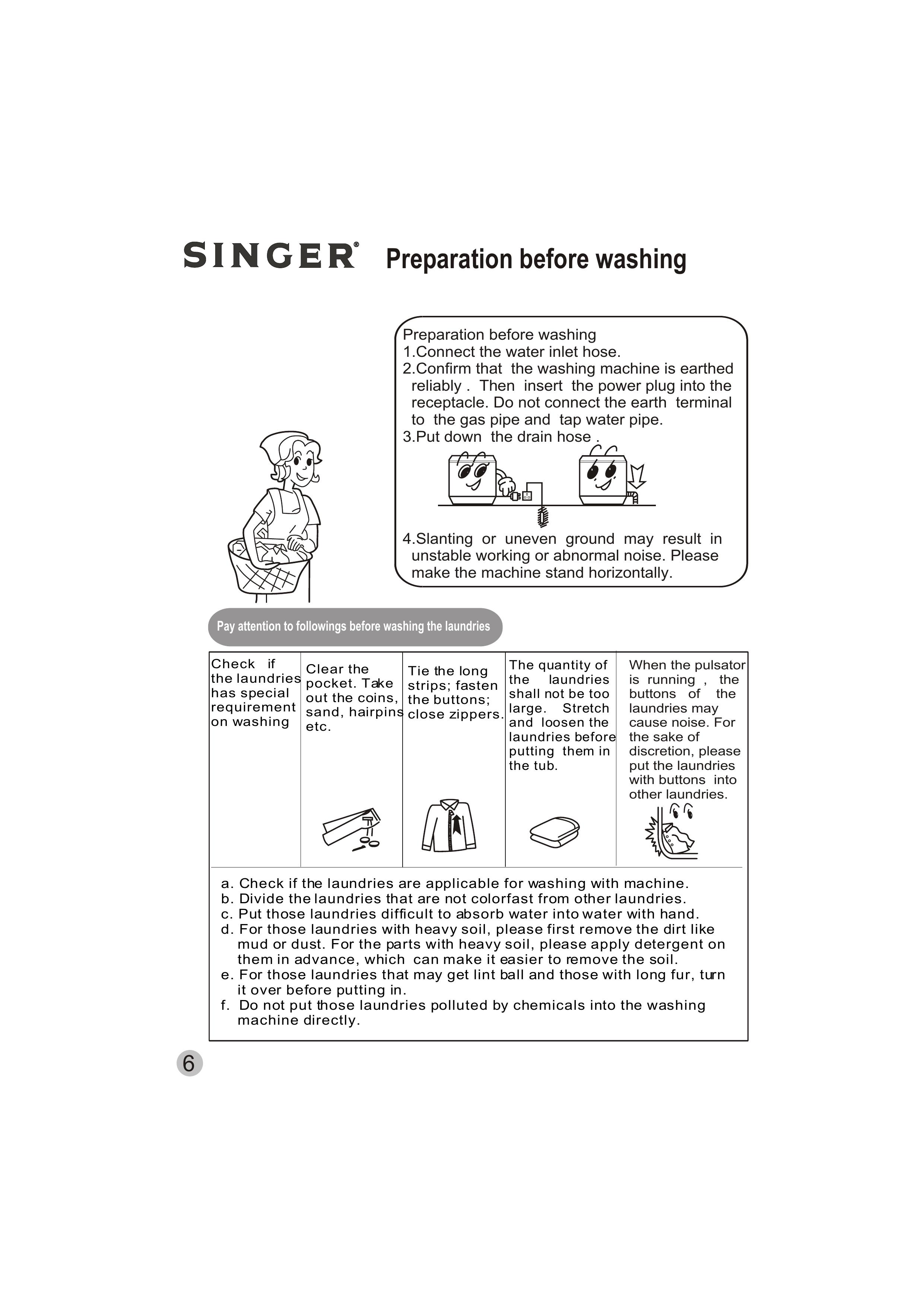 Singer WT5113 Washer/Dryer User Manual (Page 7)