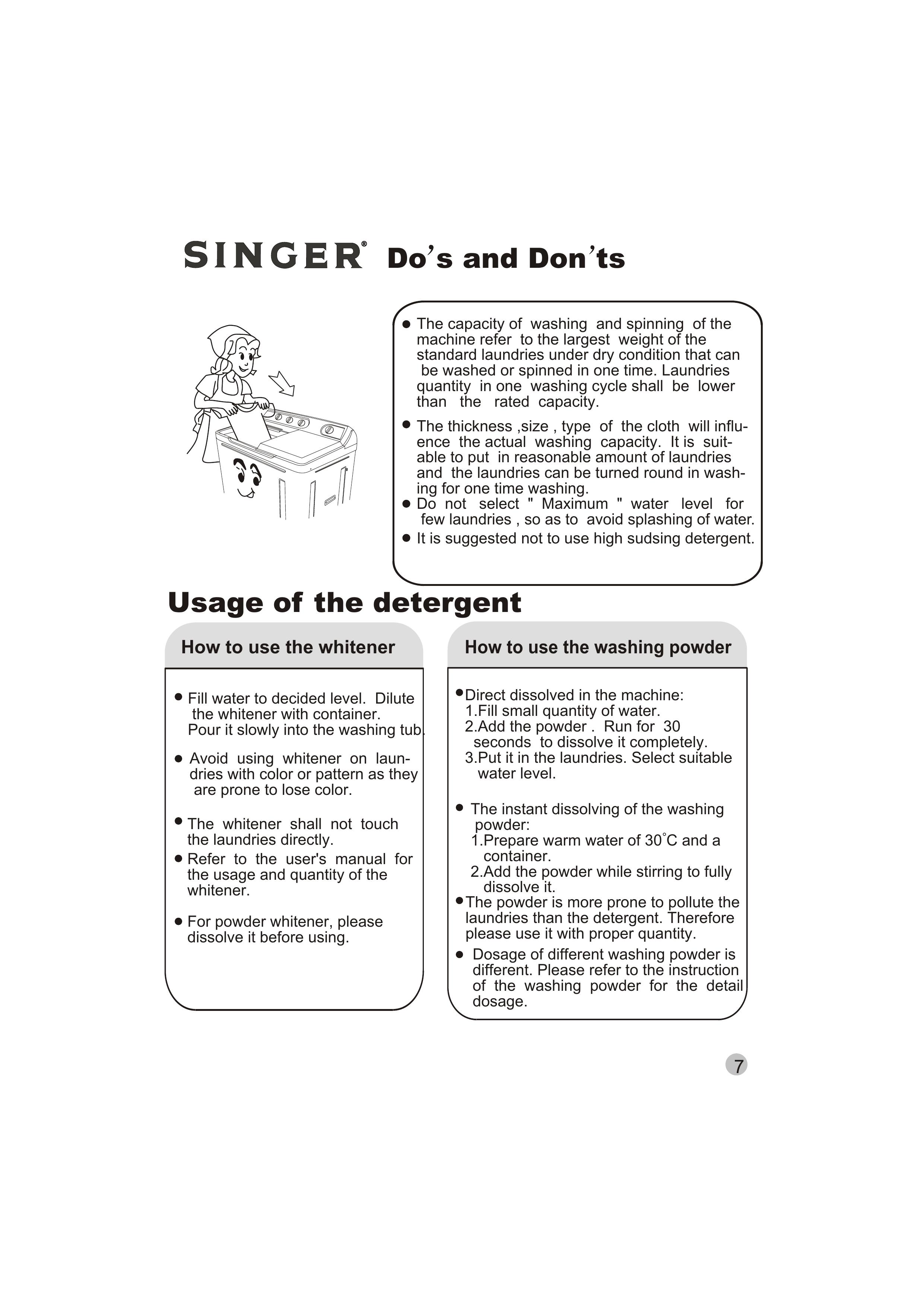 Singer WT5113 Washer/Dryer User Manual (Page 8)