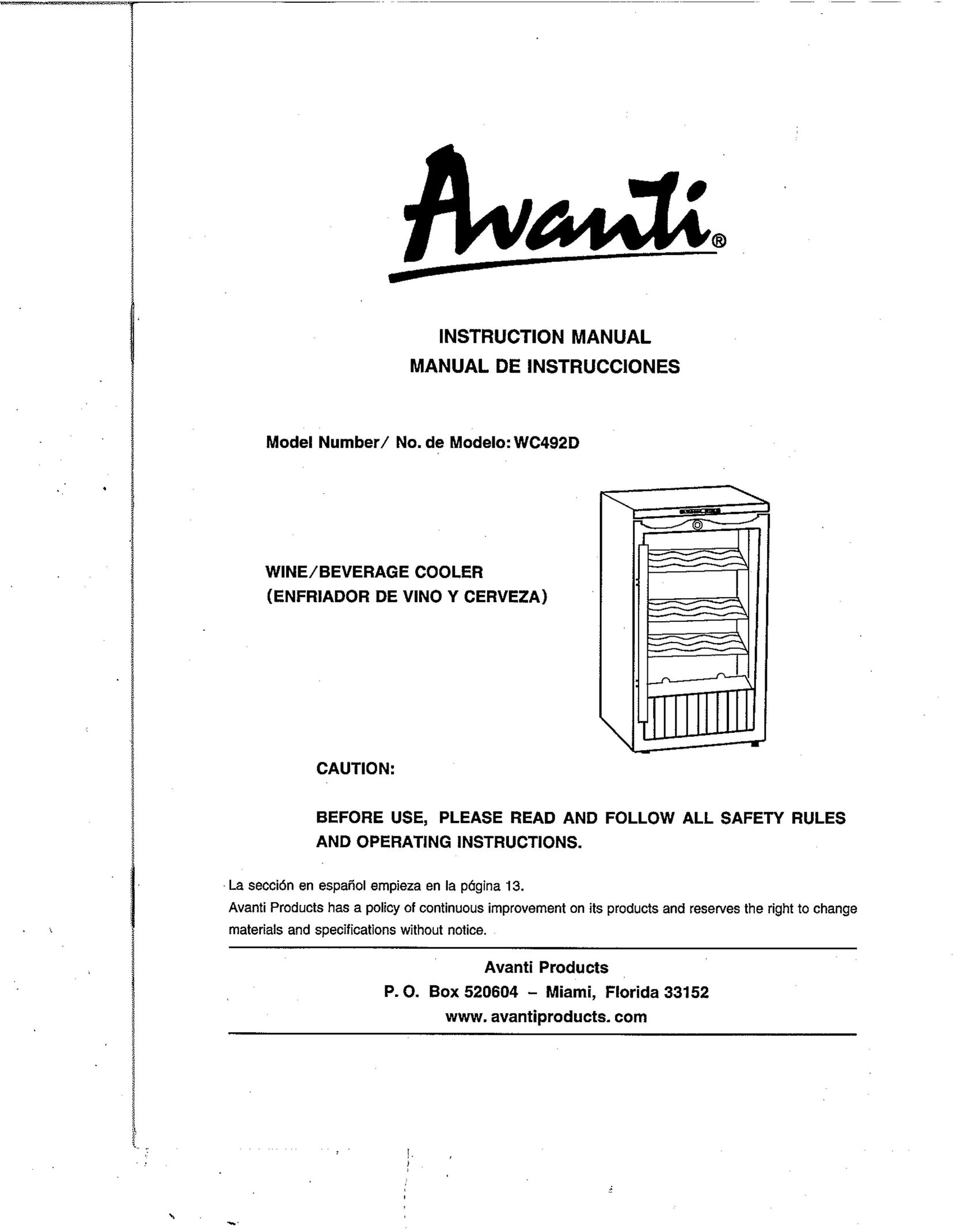 Avanti WC492D Beverage Dispenser User Manual (Page 1)