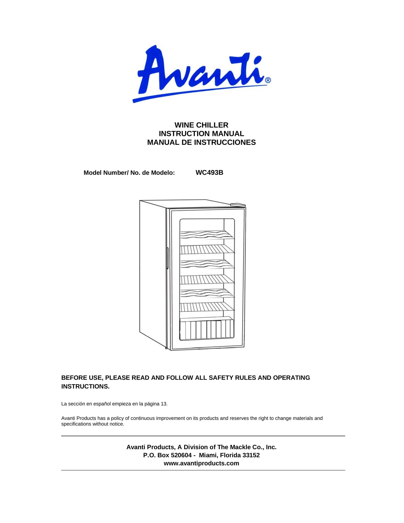Avanti WC493B Beverage Dispenser User Manual (Page 1)