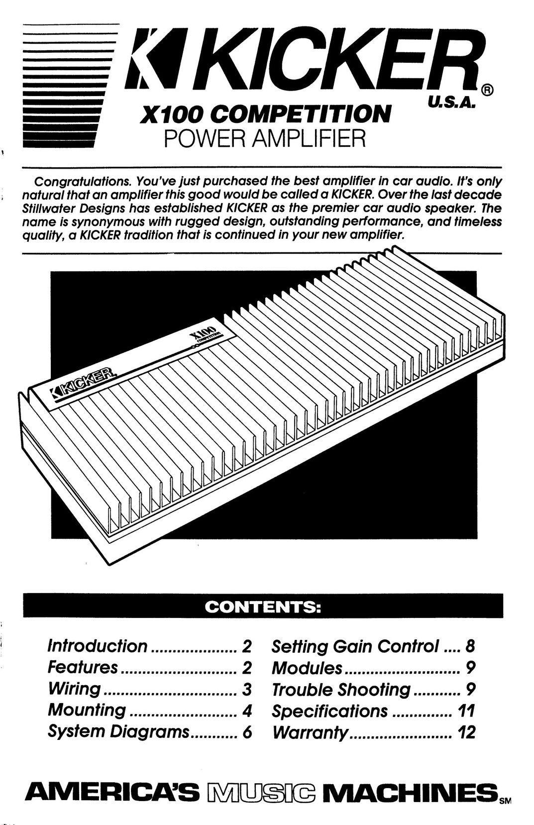 Kicker x100 Stereo Amplifier User Manual (Page 1)