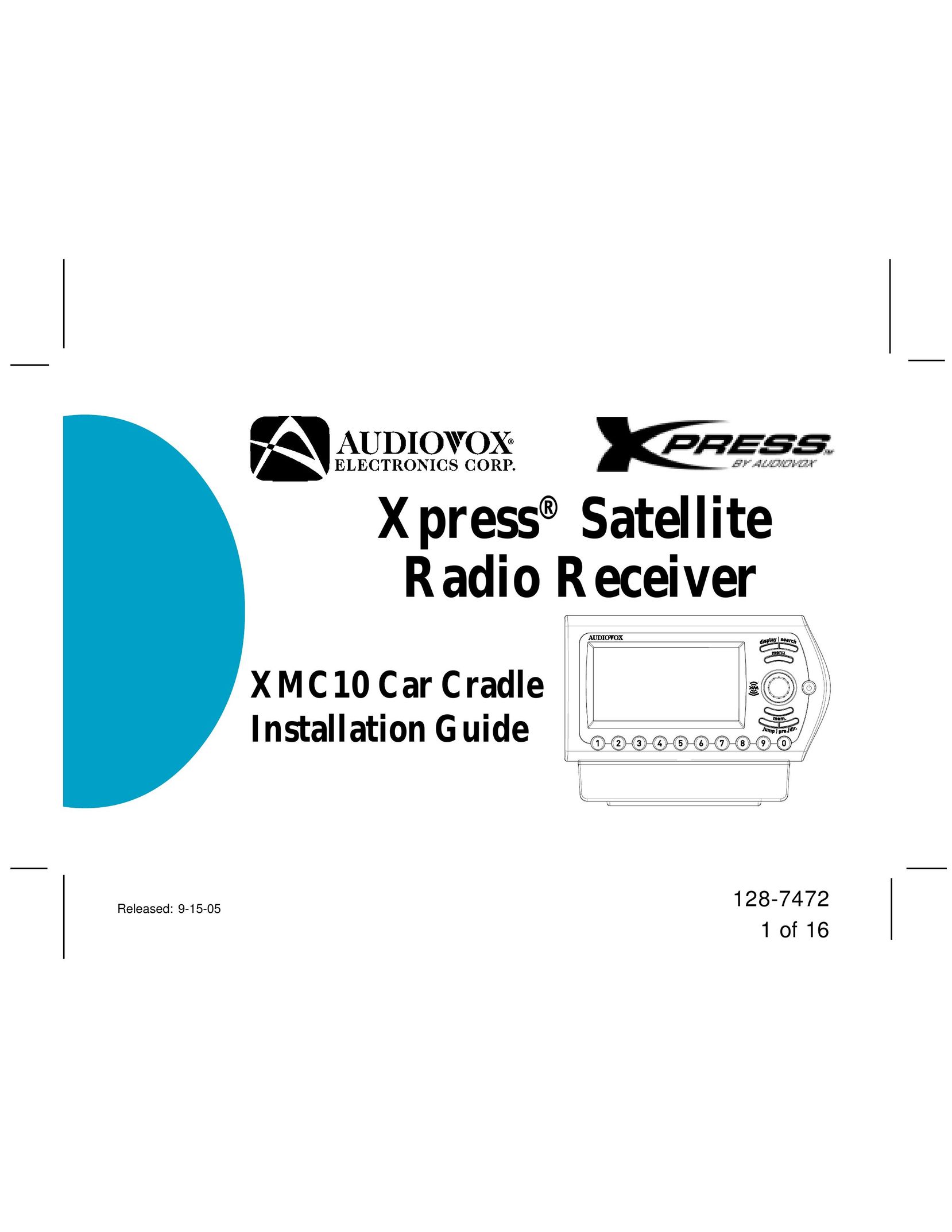 Audiovox XMC10 Car Satellite Radio System User Manual (Page 1)