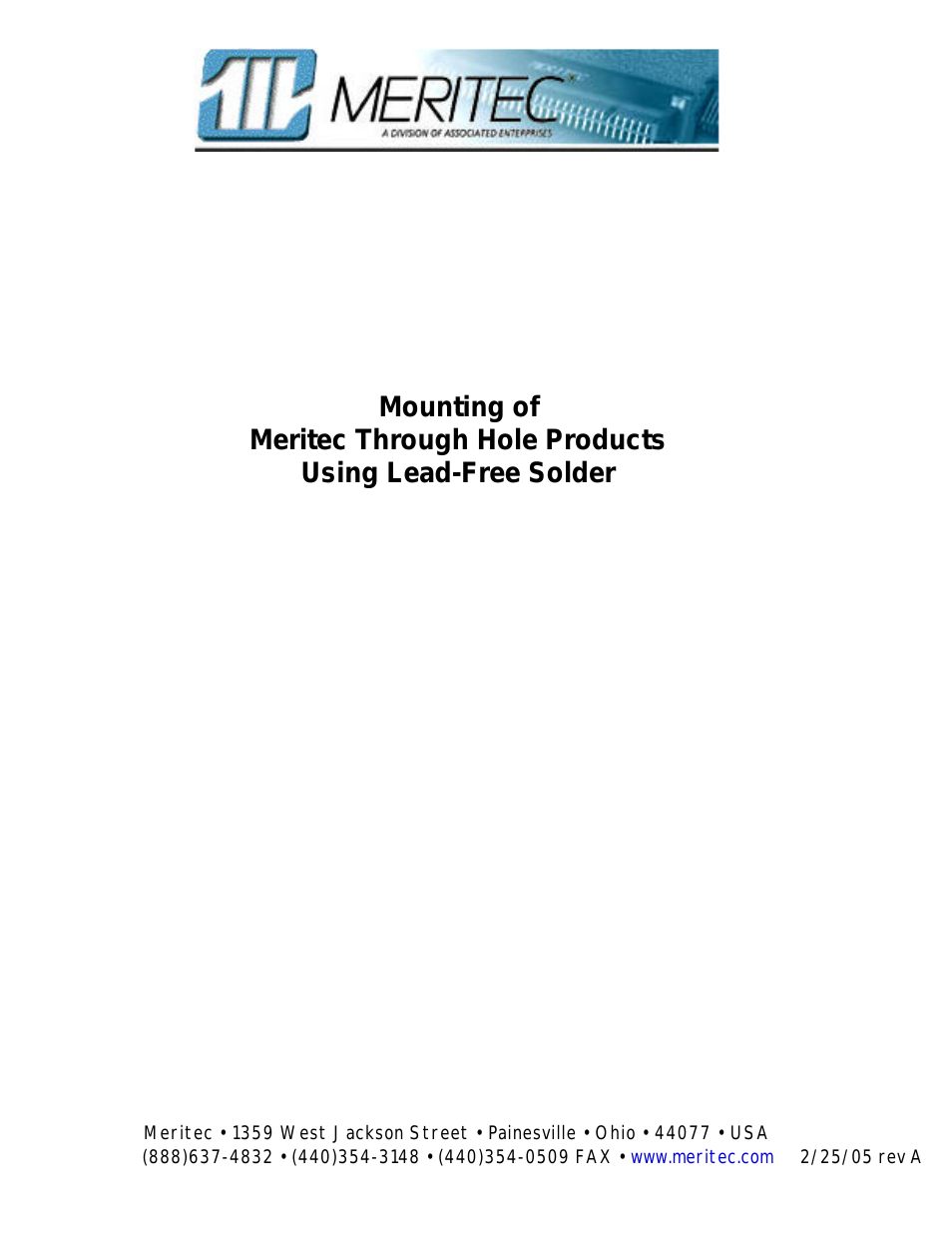 Meritec Through Hole Products Using Lead-Free Solder (Page 1)