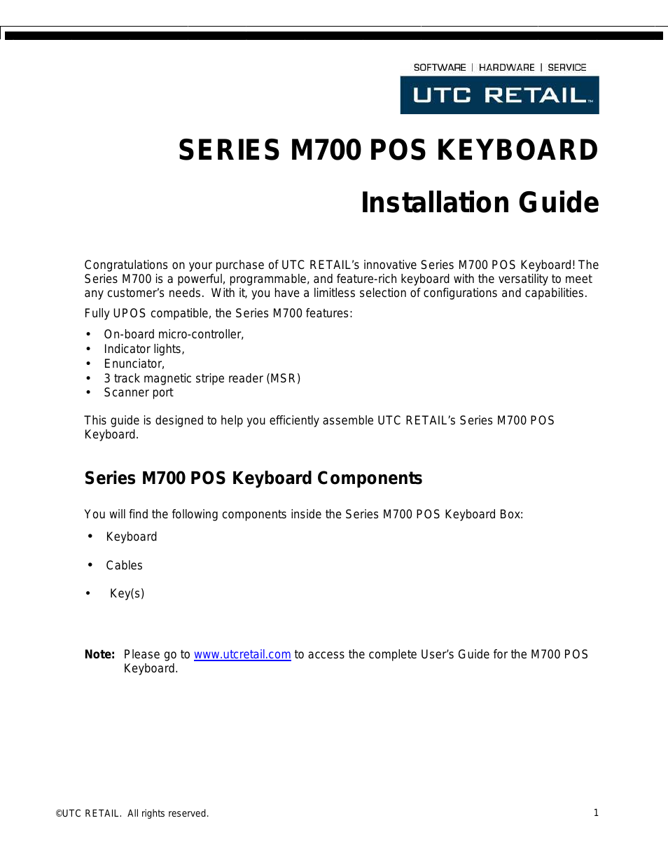 POS Keyboard M700 (Page 1)
