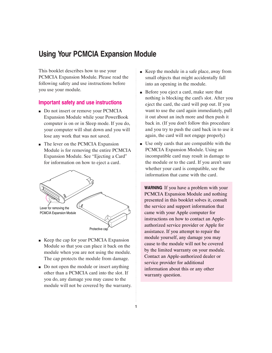 PowerBook PCMCIA Expansion Module (Page 1)
