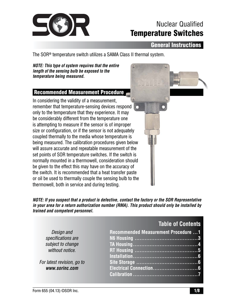 RT Nuclear Qualified Temperature Switch (Page 1)