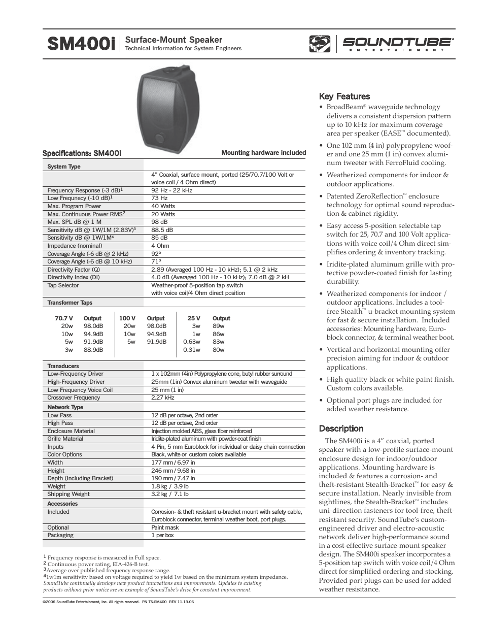 Surface-Mount Speaker SM400i (Page 1)