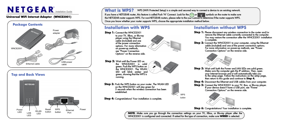 Universal WiFi Internet Adapter WNCE2001 (Page 1)