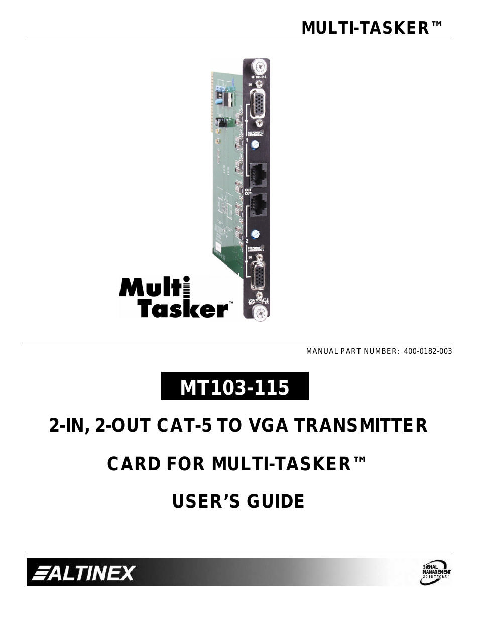 VGA to CAT-5 Transmitter Card MT103-115 (Page 1)