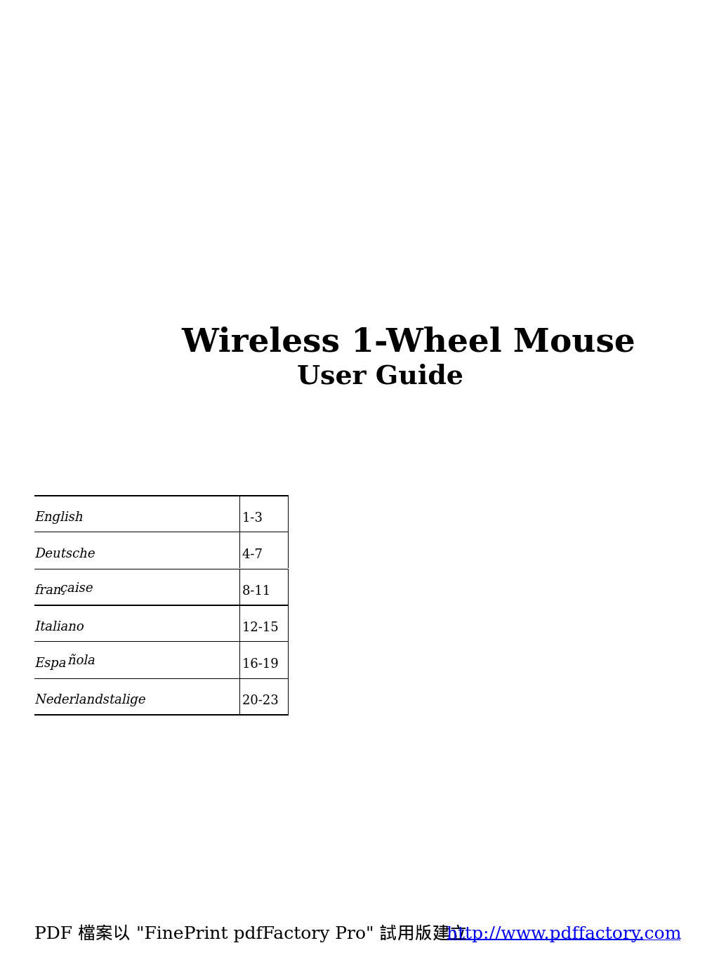 Wireless 1-Wheel Mouse (Page 1)