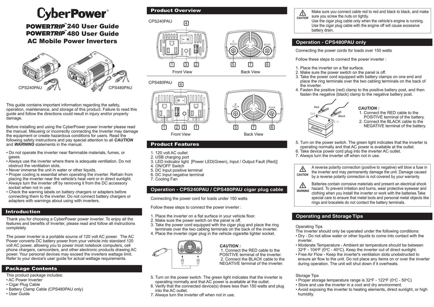CyberPower CPS240PAU Baby Accessories User Manual