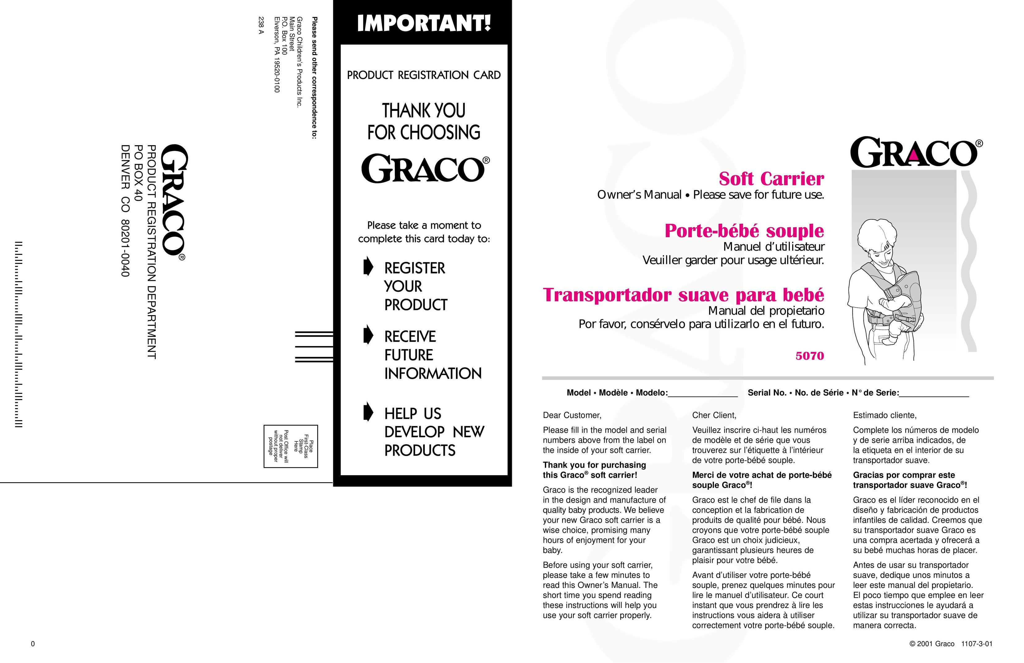Graco 5070 Baby Carrier User Manual