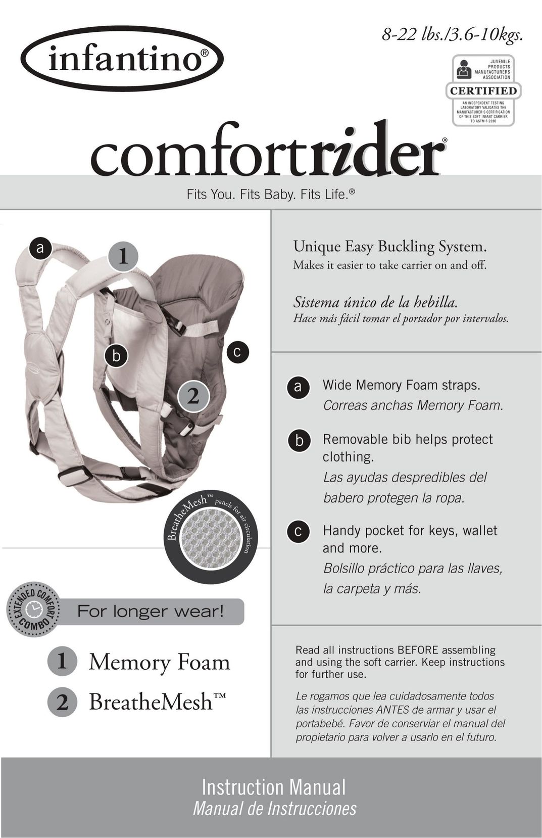 Infantino Comfort Rider Baby Carrier User Manual