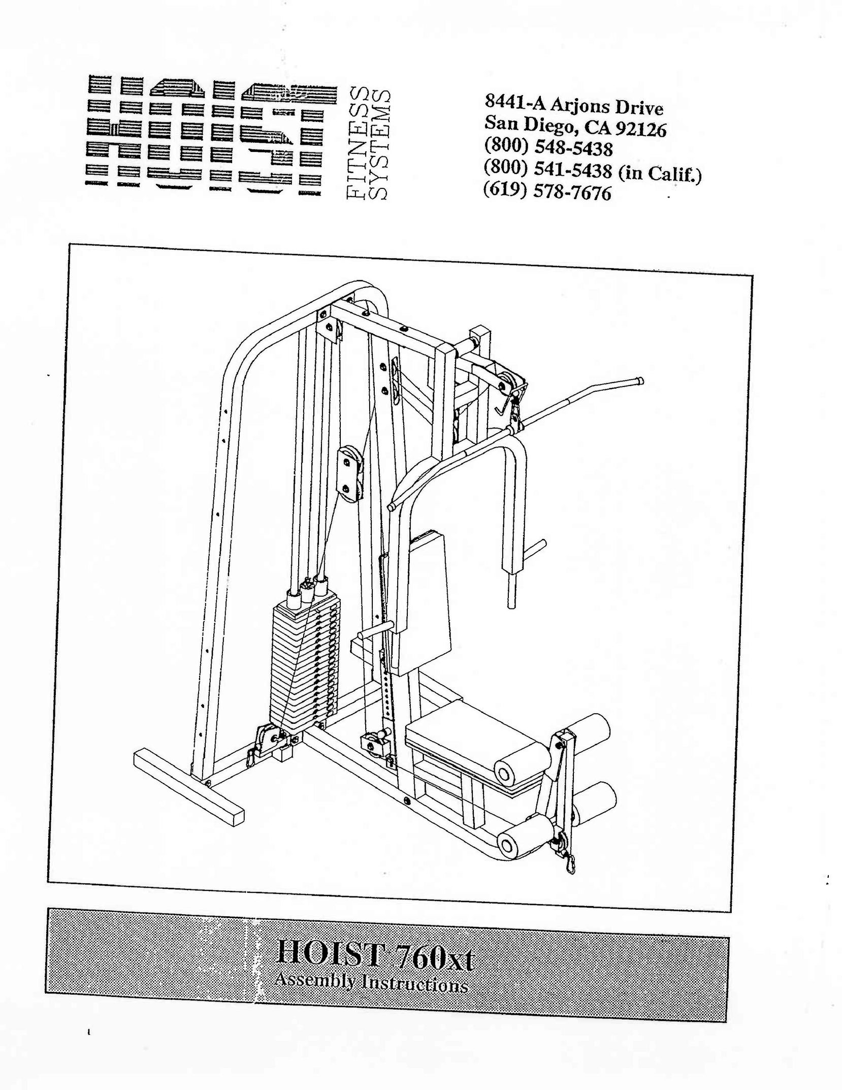 Hoist Fitness Hoist 760xt Baby Gym User Manual