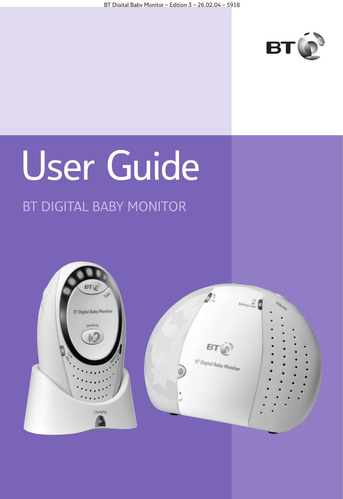 BT Digital Baby Monitor Baby Monitor User Manual