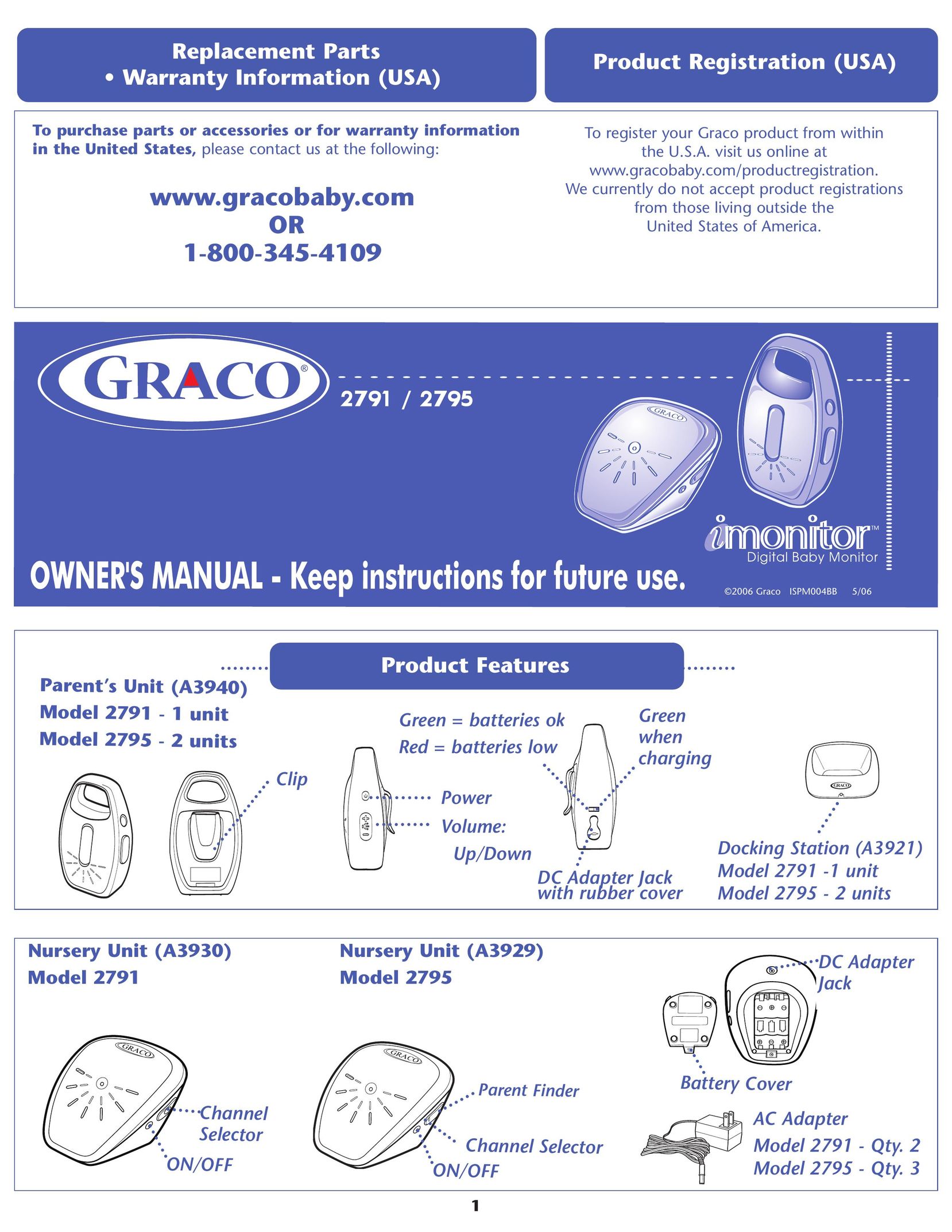 Graco 2791 Baby Monitor User Manual