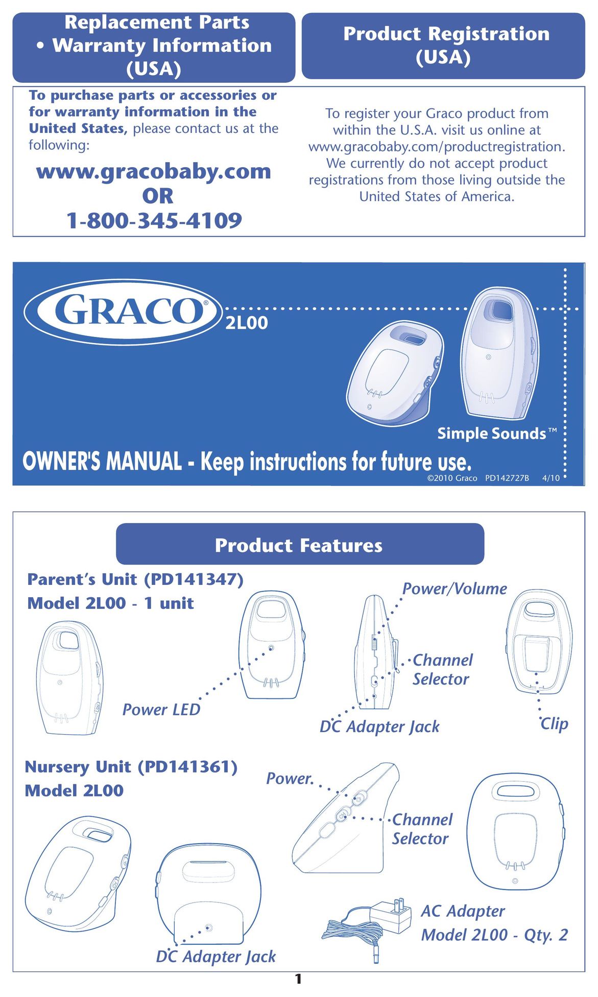 Graco 2L00 Baby Monitor User Manual