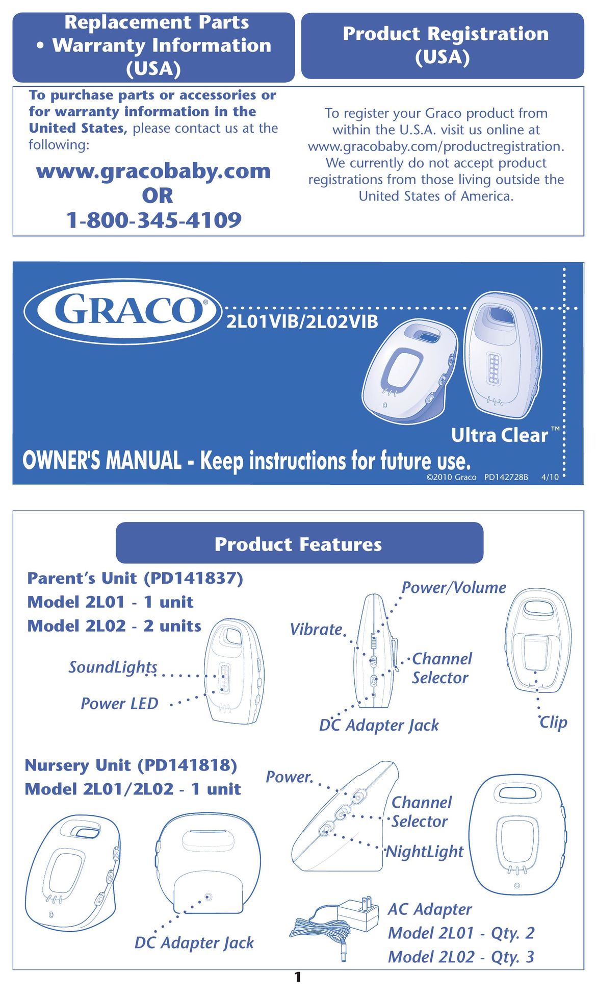 Graco 2L01VIB Baby Monitor User Manual