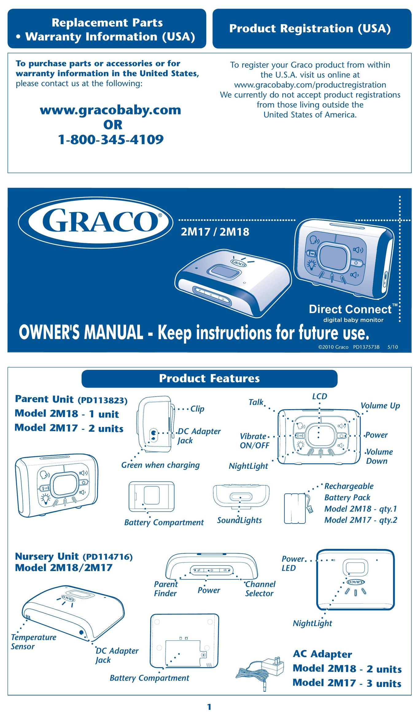 Graco 2M18 Baby Monitor User Manual