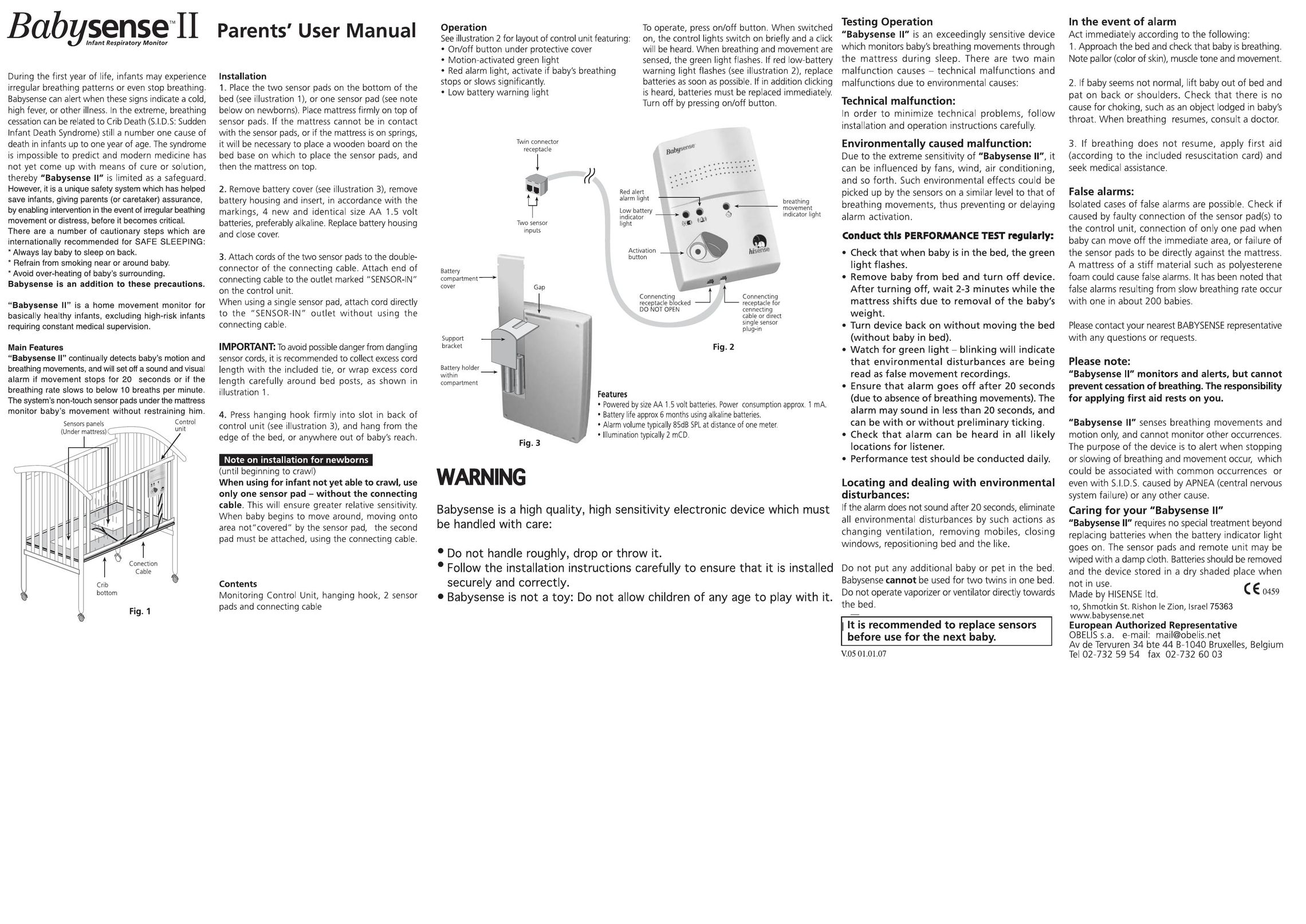 Hisense Babysense2 Baby Monitor User Manual