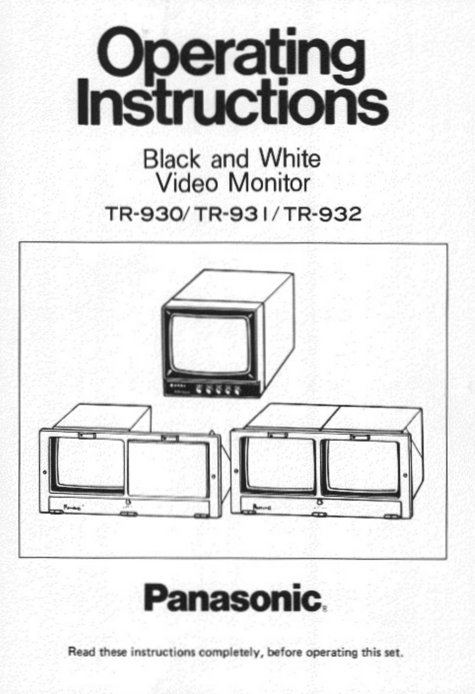 Panasonic TR-931 Baby Monitor User Manual