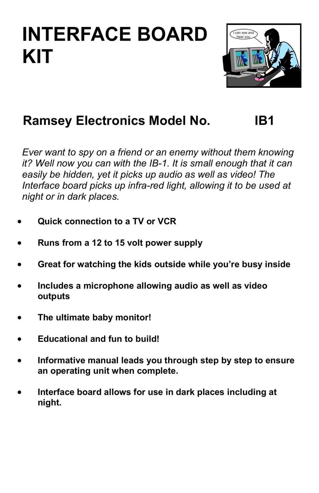 Ramsey Electronics IB1 Baby Monitor User Manual