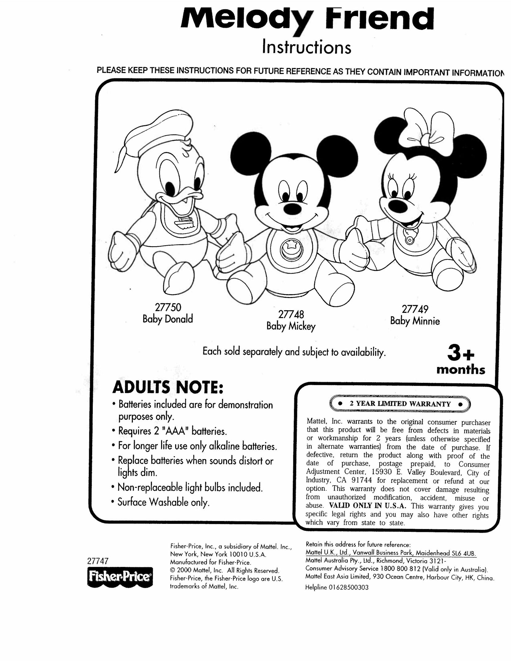 Fisher-Price 27750 Baby Toy User Manual