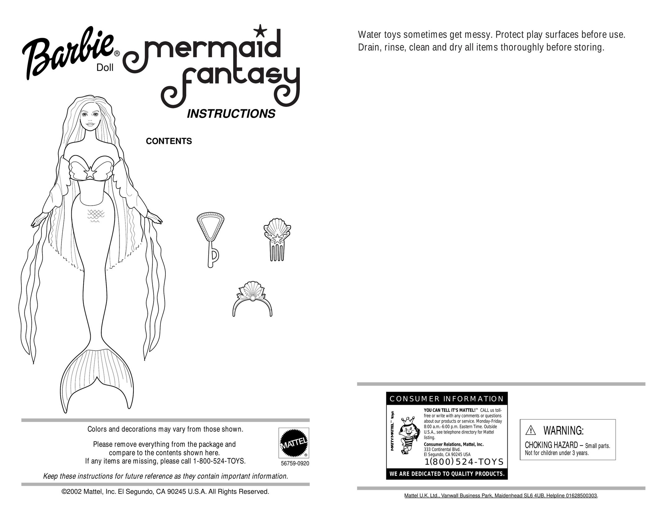 Mattel 56759-0920 Baby Toy User Manual