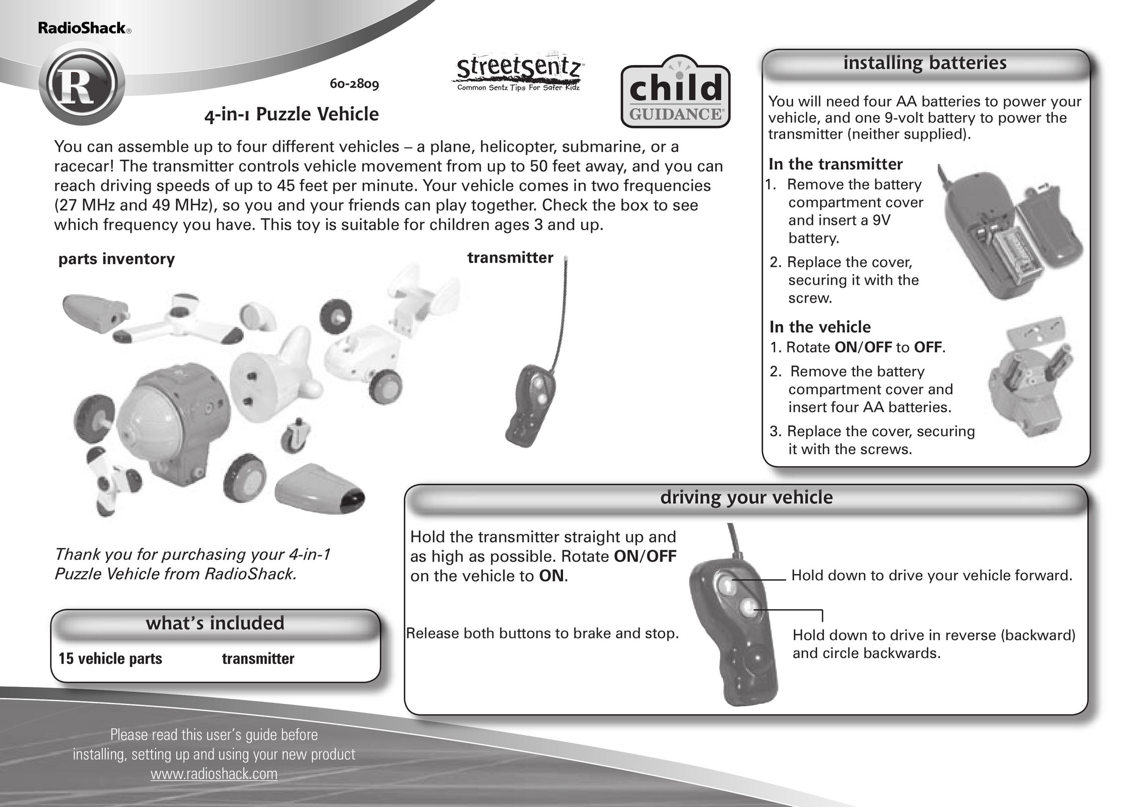 Radio Shack 60-2809 Baby Toy User Manual