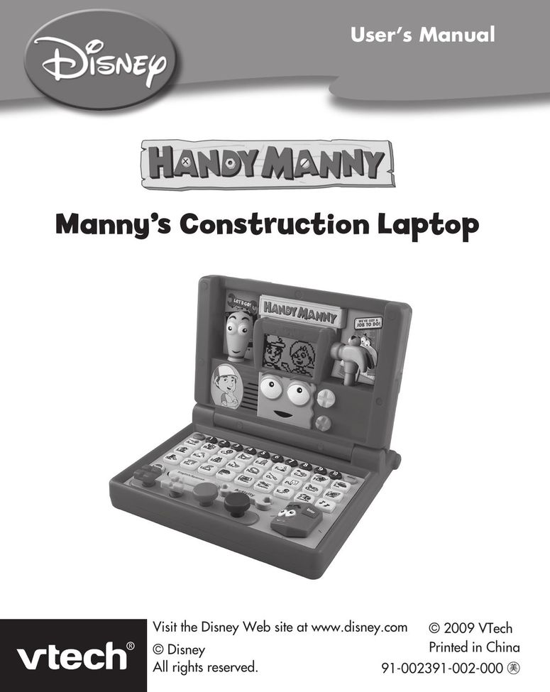 VTech manny's construction laptop Baby Toy User Manual