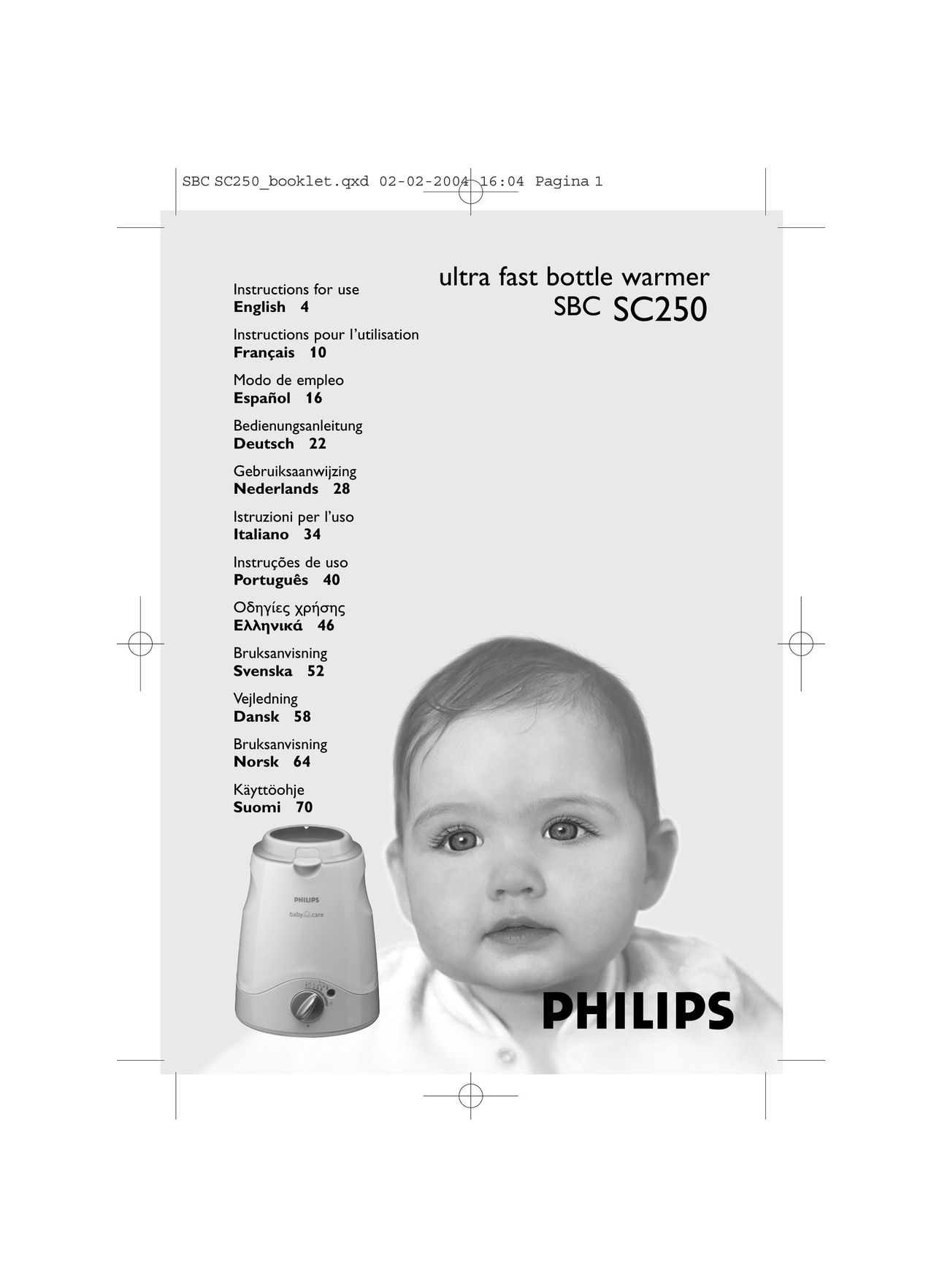 Philips SC250SBC Bottle Warmer User Manual
