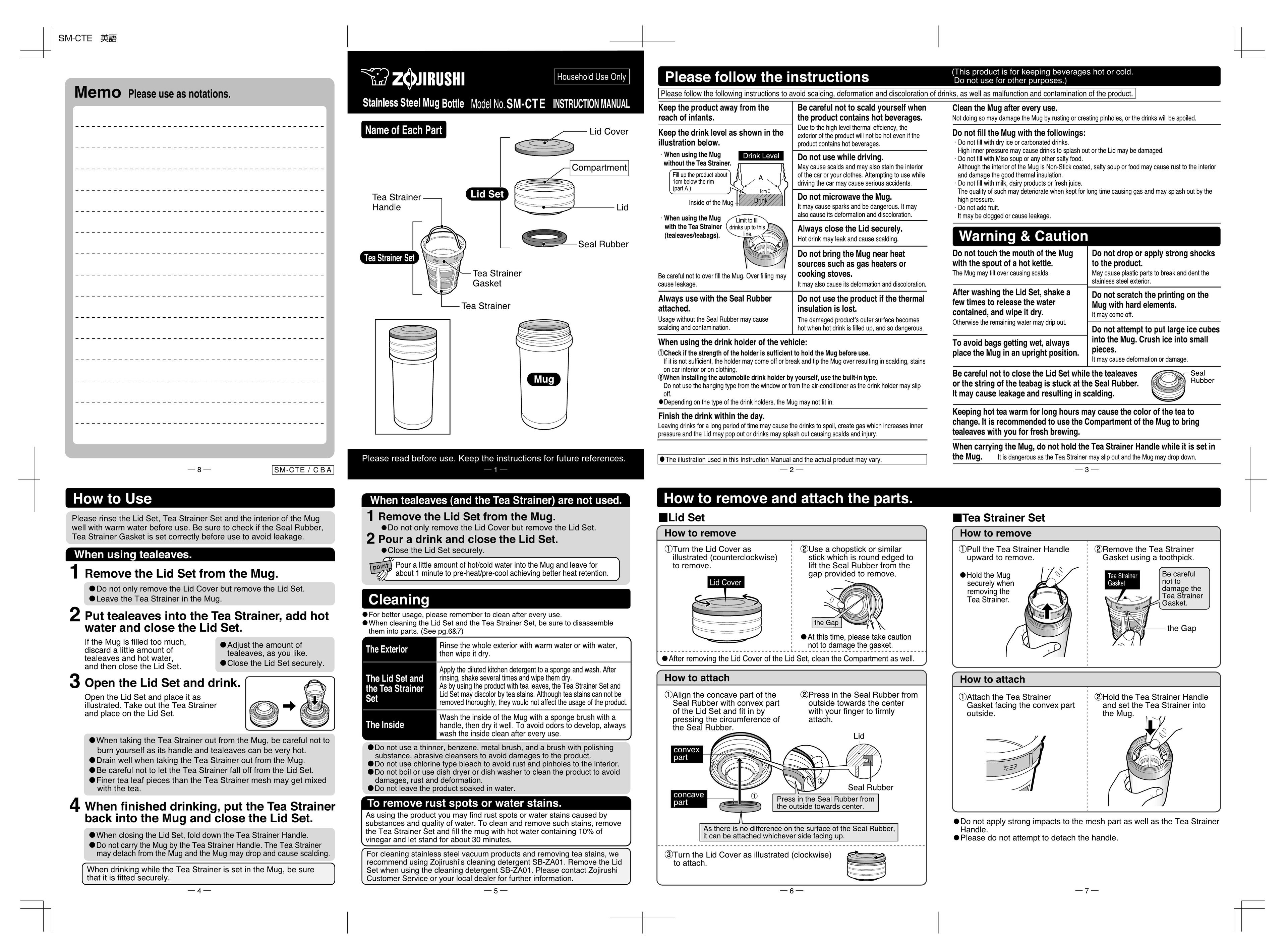 Zojirushi SM-CTE Bottle Warmer User Manual