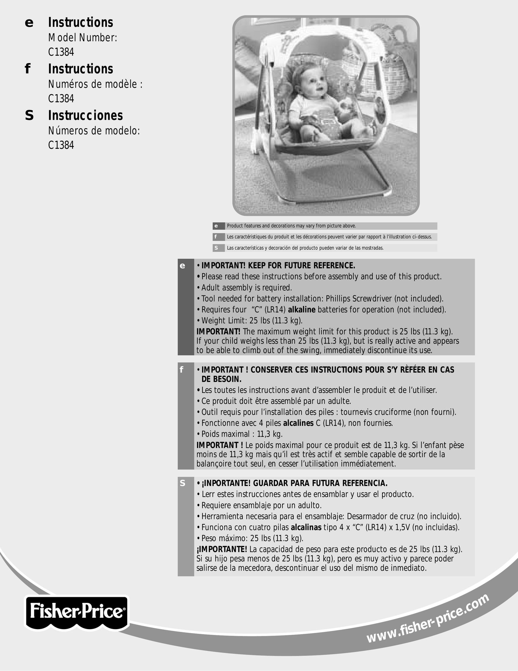 Fisher-Price C1384 Bouncy Seat User Manual