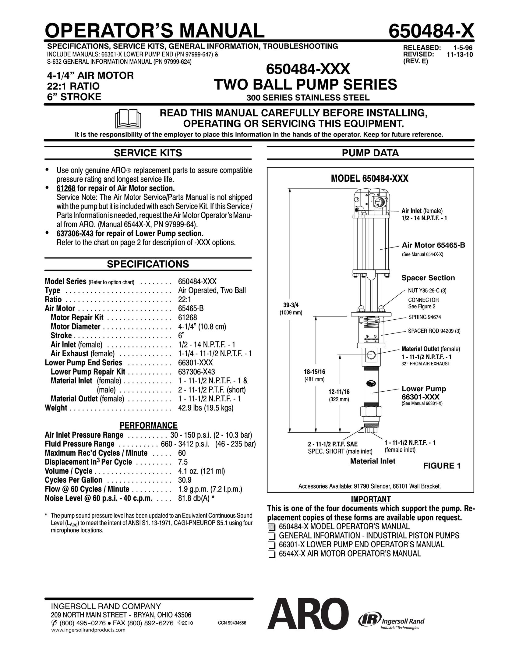 Ingersoll-Rand 650484-X Breast Pump User Manual