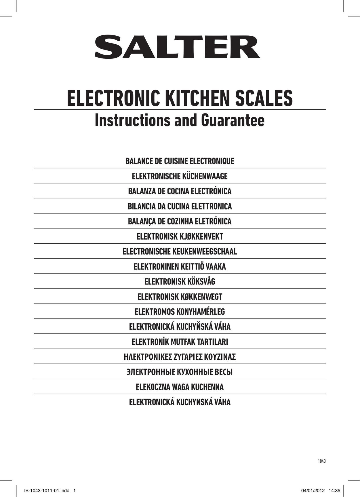 Salter Housewares 1043 Building Set User Manual