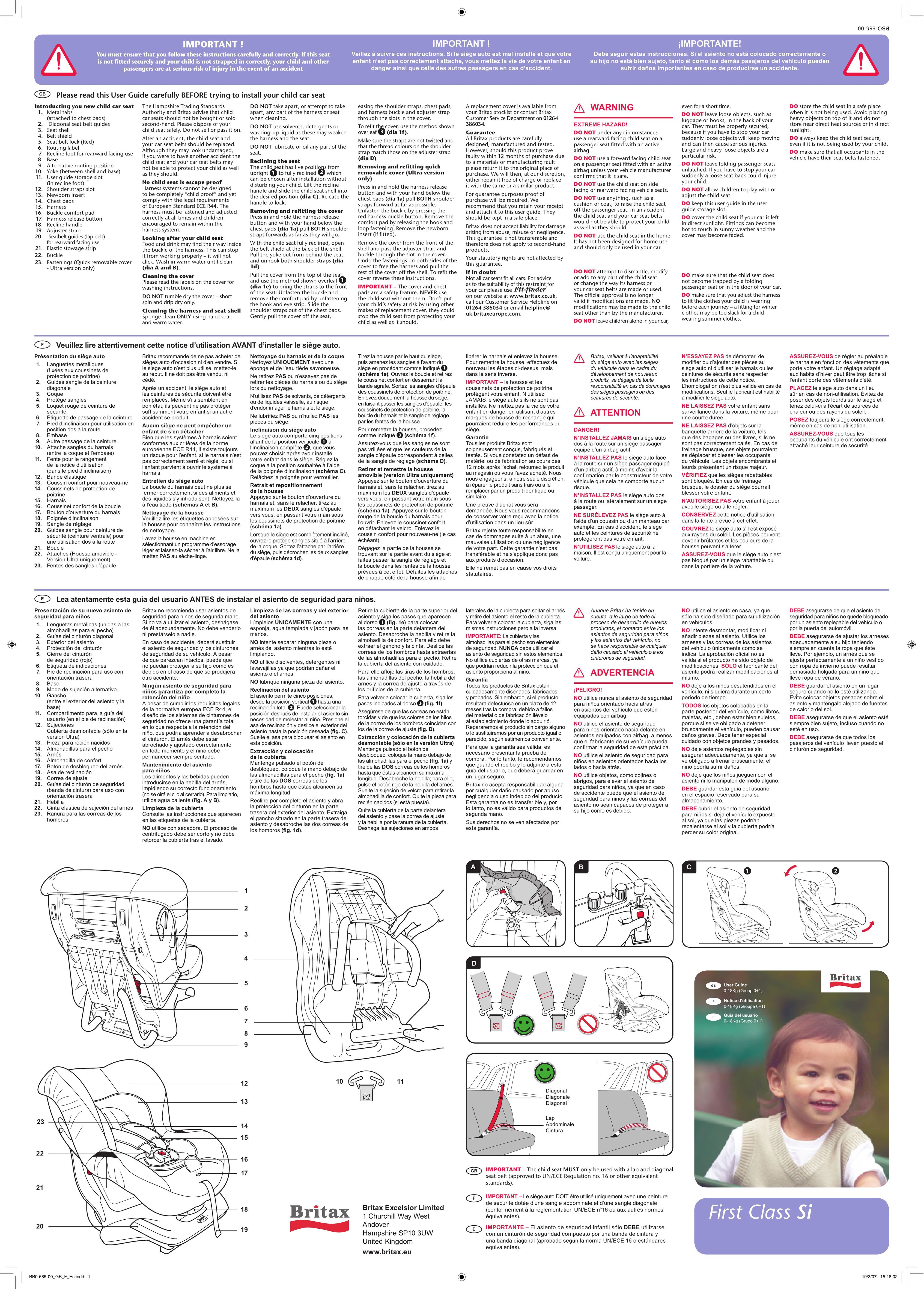 Britax BBO-685-00 Car Seat User Manual