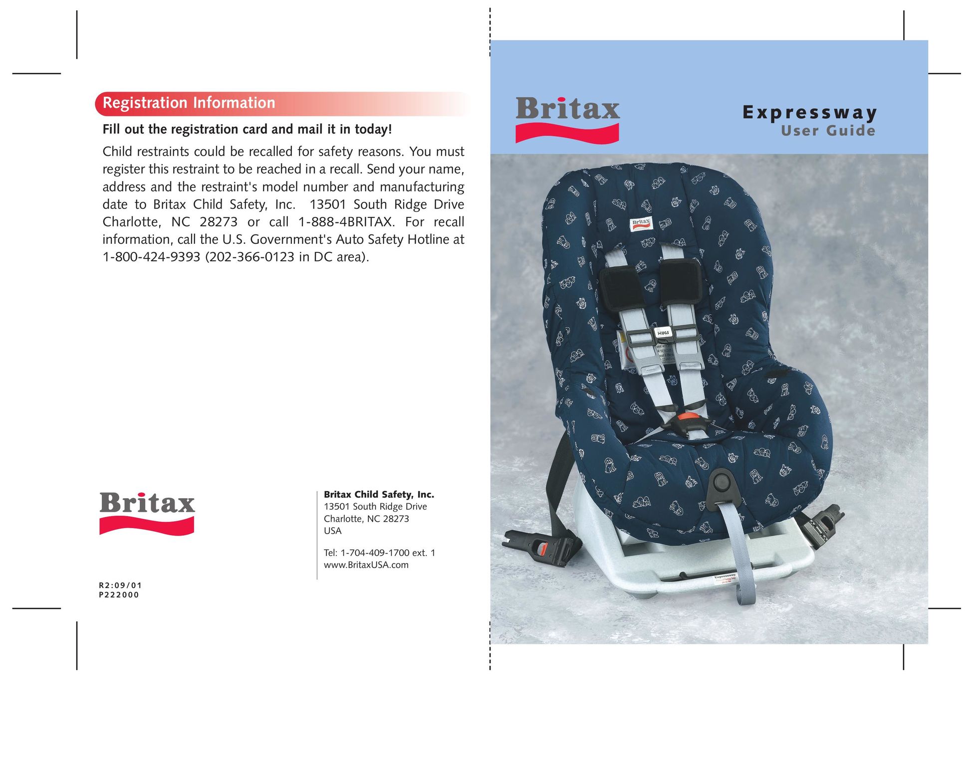 Britax P222000 Car Seat User Manual
