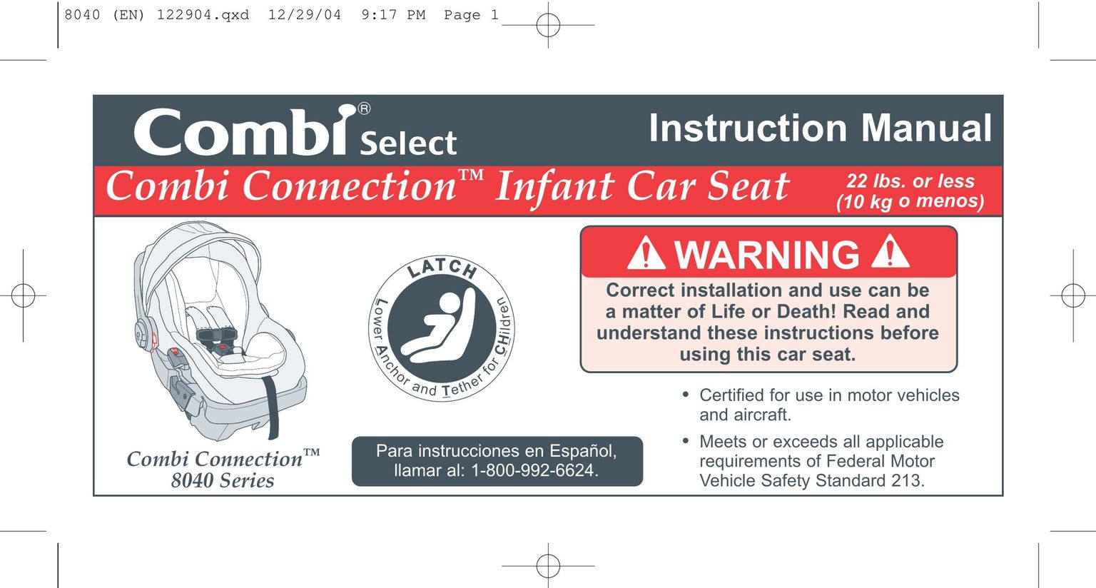 Combi 8040 Car Seat User Manual