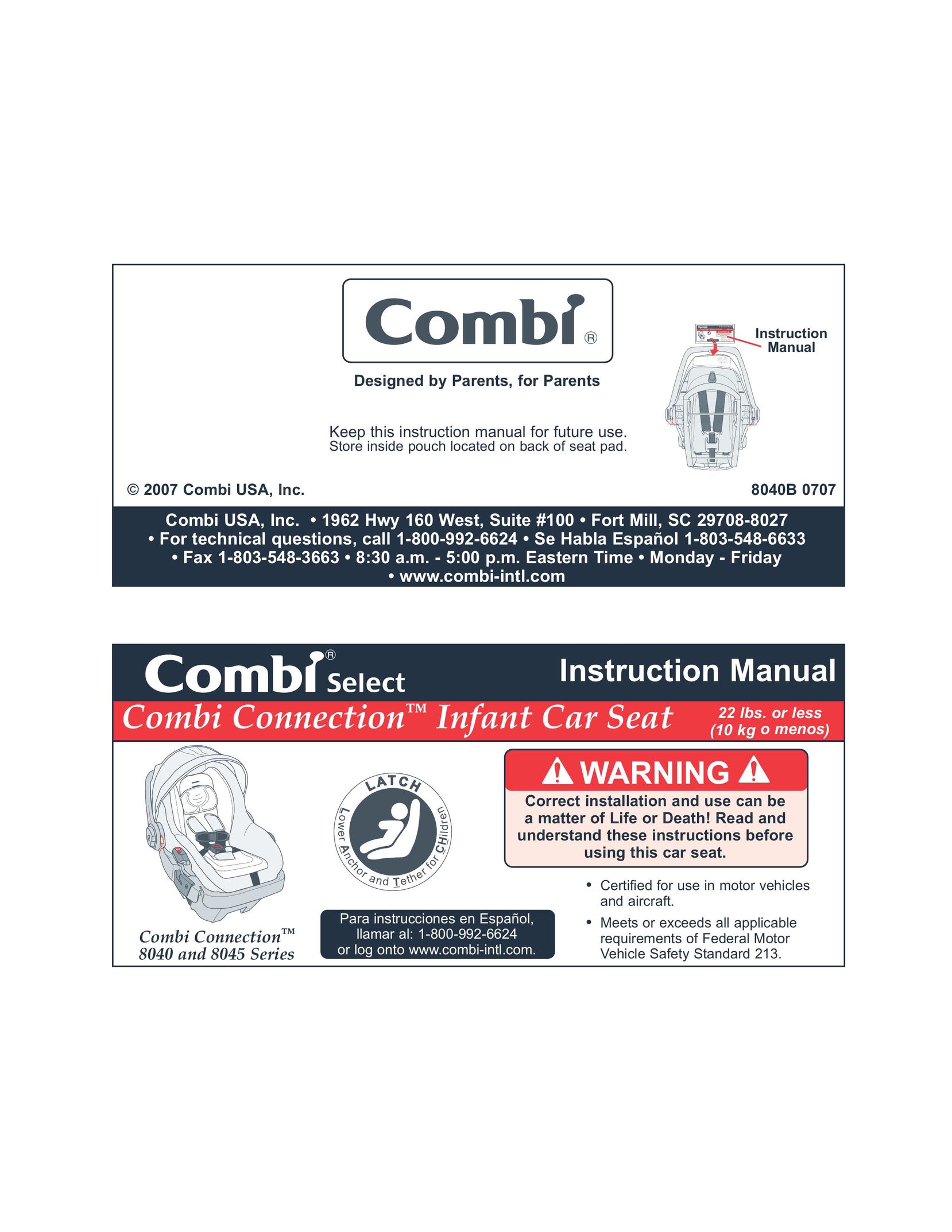 Combi 8045 Car Seat User Manual
