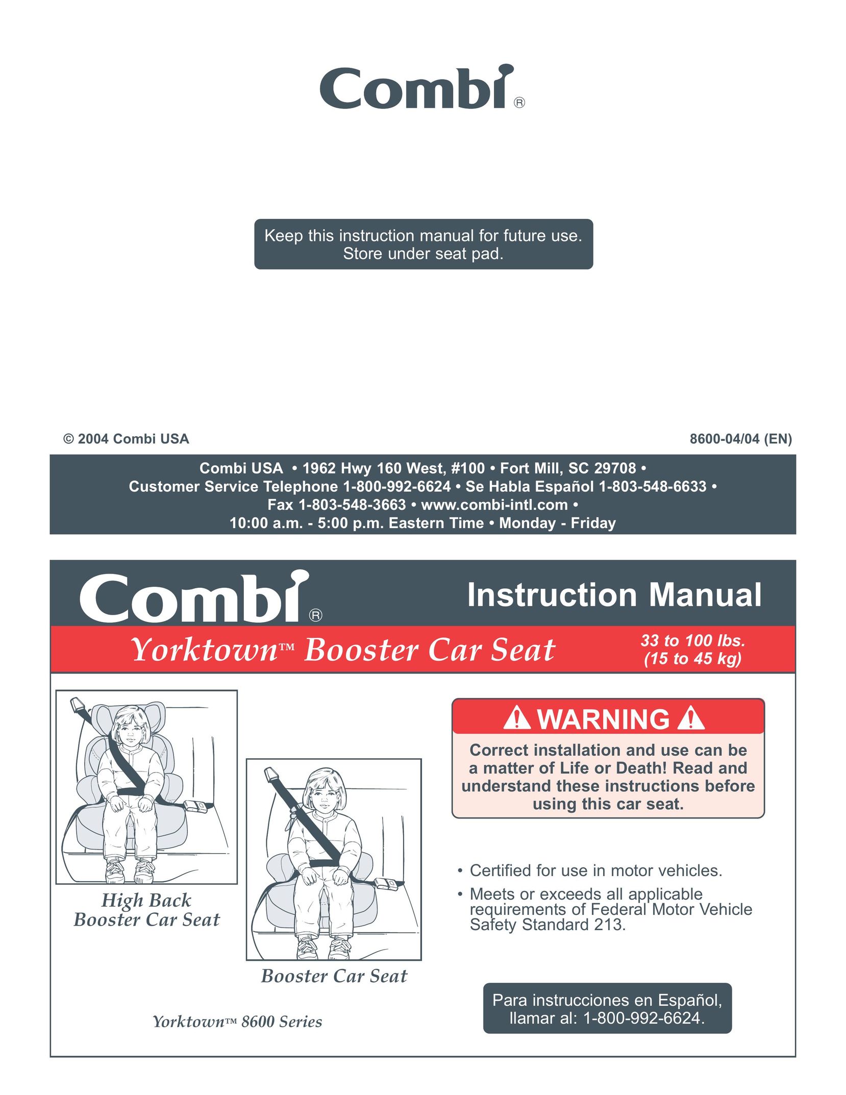 Combi 8600 Series Car Seat User Manual
