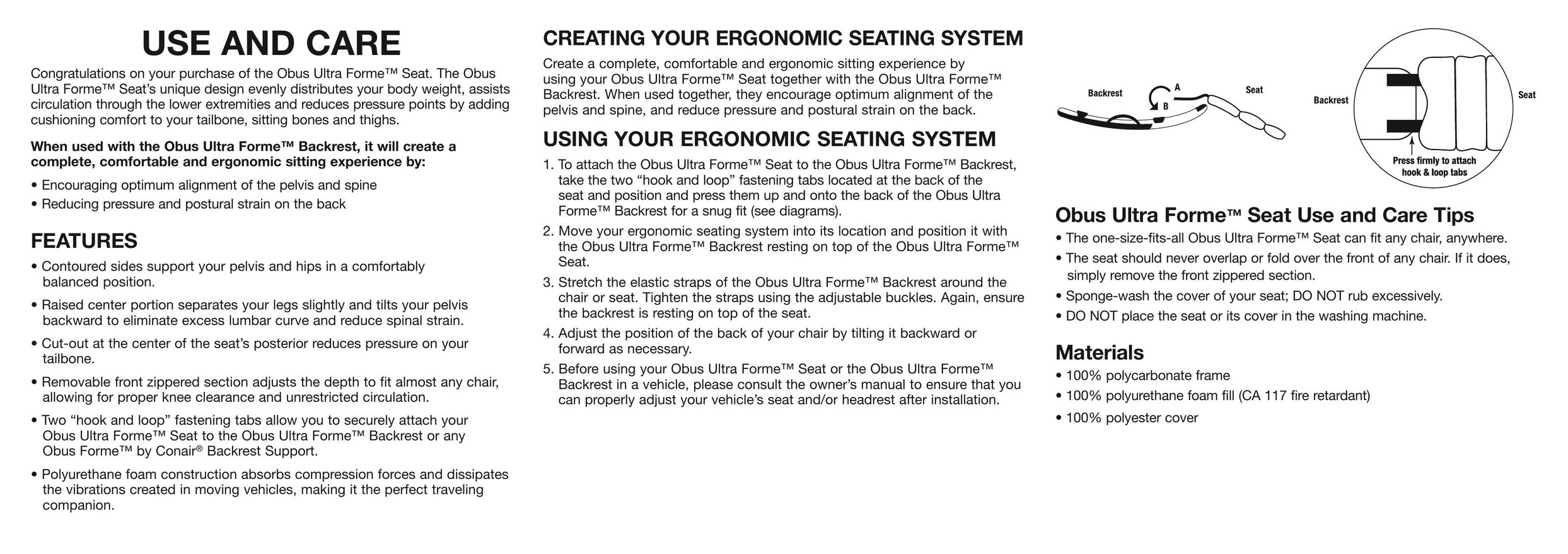 Conair SE1 Car Seat User Manual
