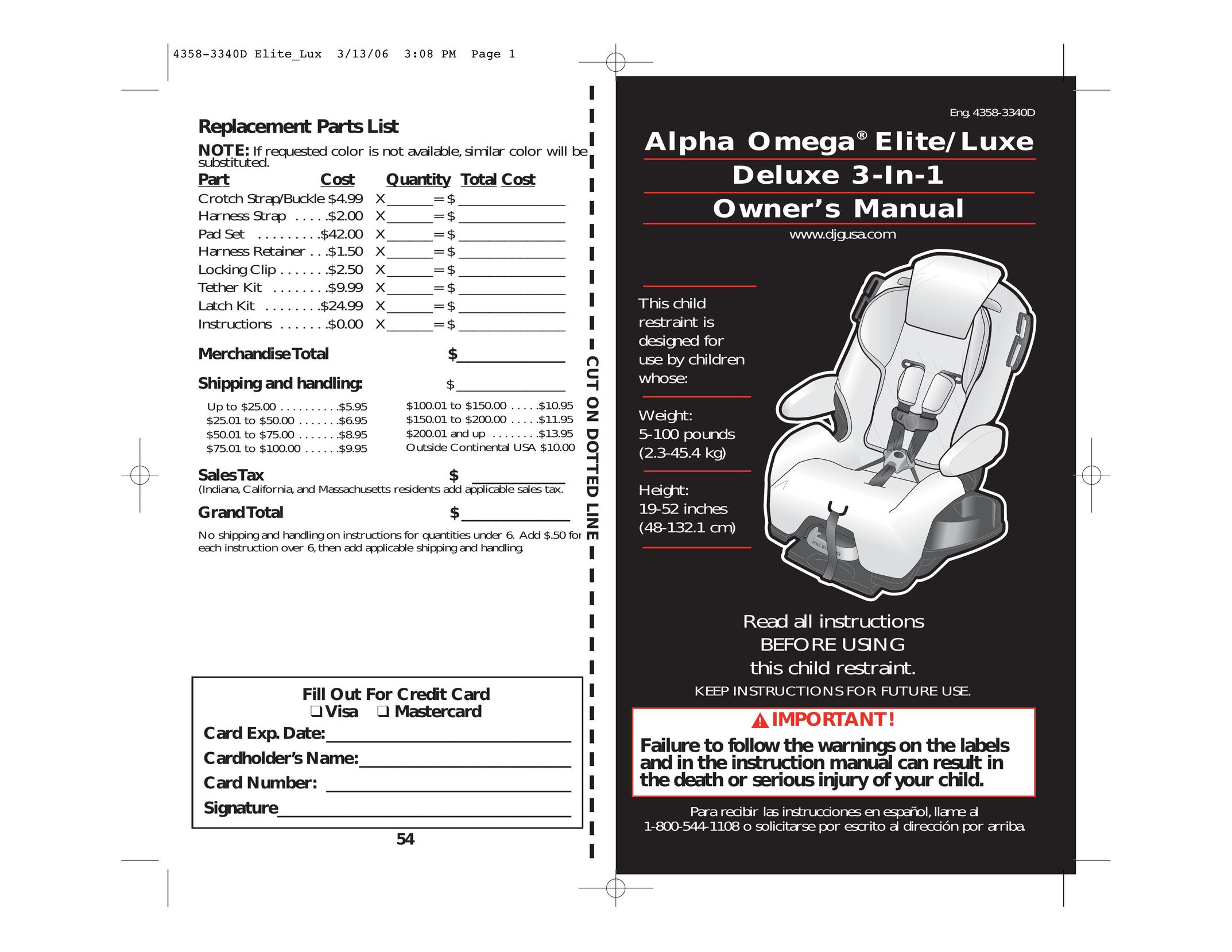 Eddie Bauer 4358-3340D Car Seat User Manual