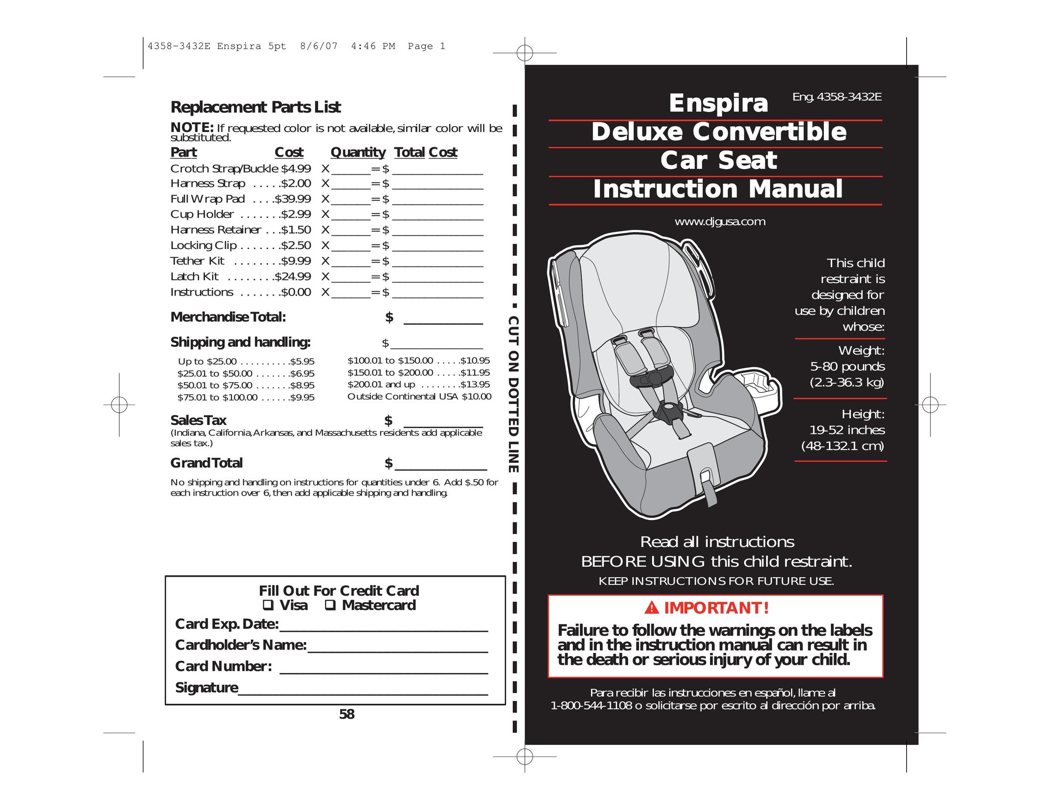 Eddie Bauer 4358-3432E Car Seat User Manual
