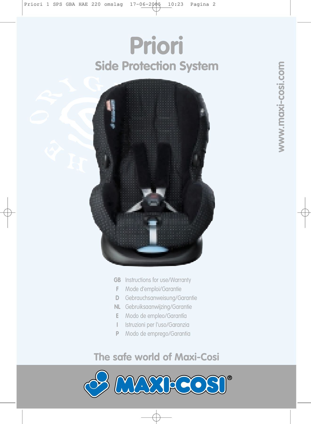 Maxi-Cosi Priori Side Protection System Car Seat User Manual