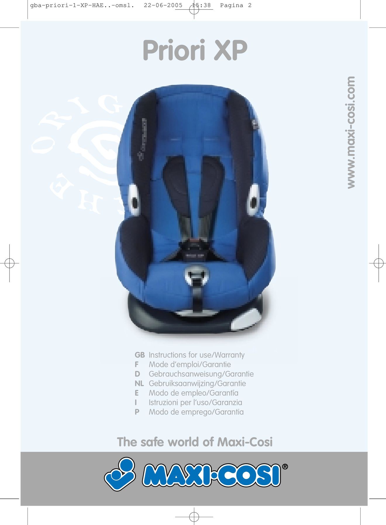 Maxi-Cosi Priori XP Car Seat User Manual