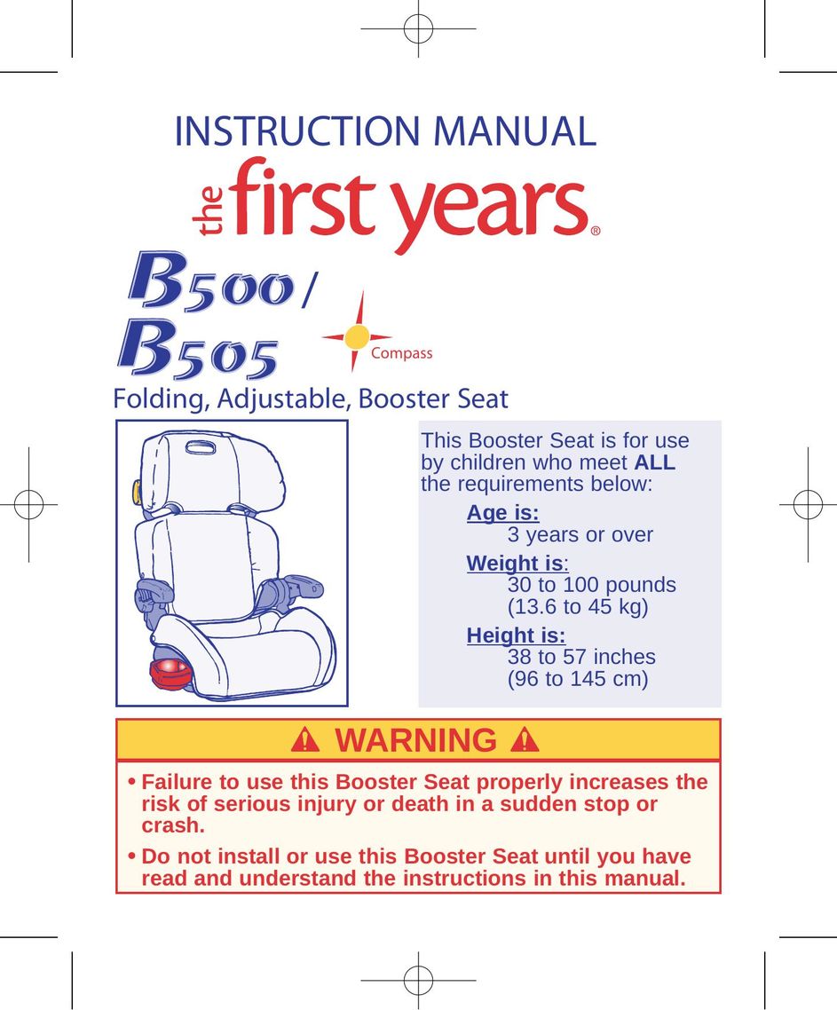 The First Years B500 Car Seat User Manual
