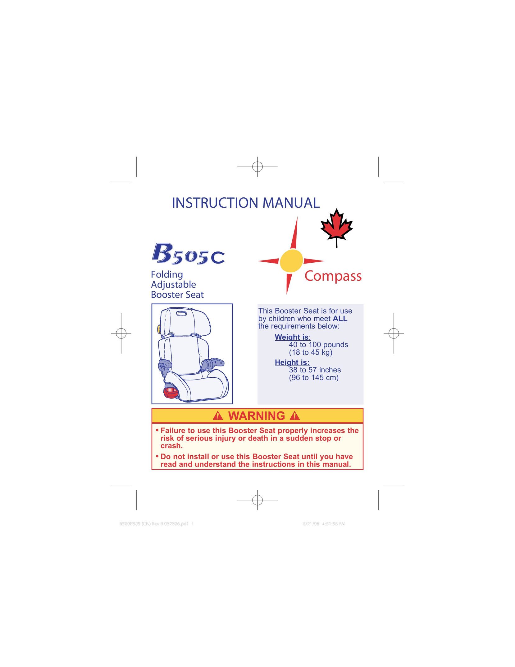The First Years B505C Car Seat User Manual