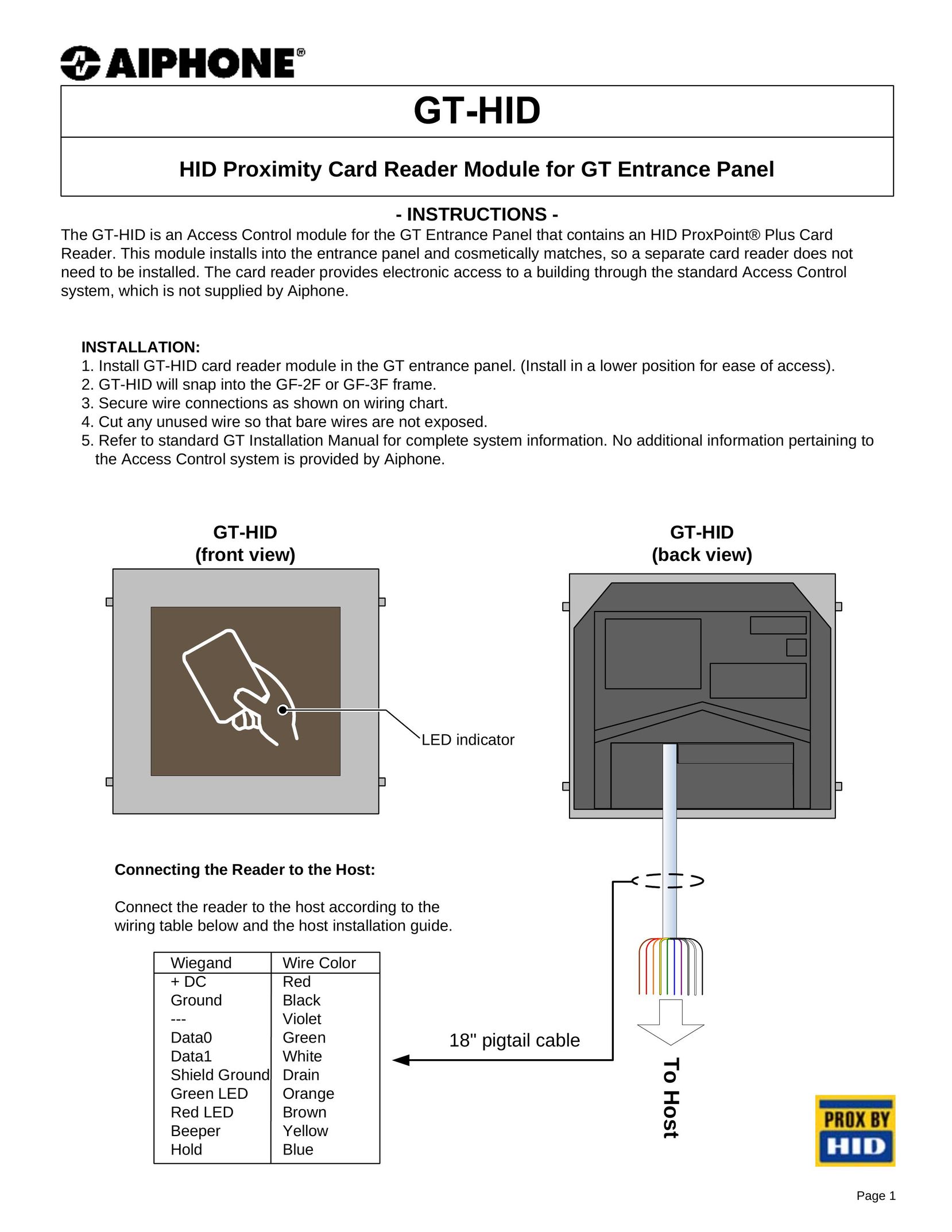 Aiphone GT-HID Card Game User Manual