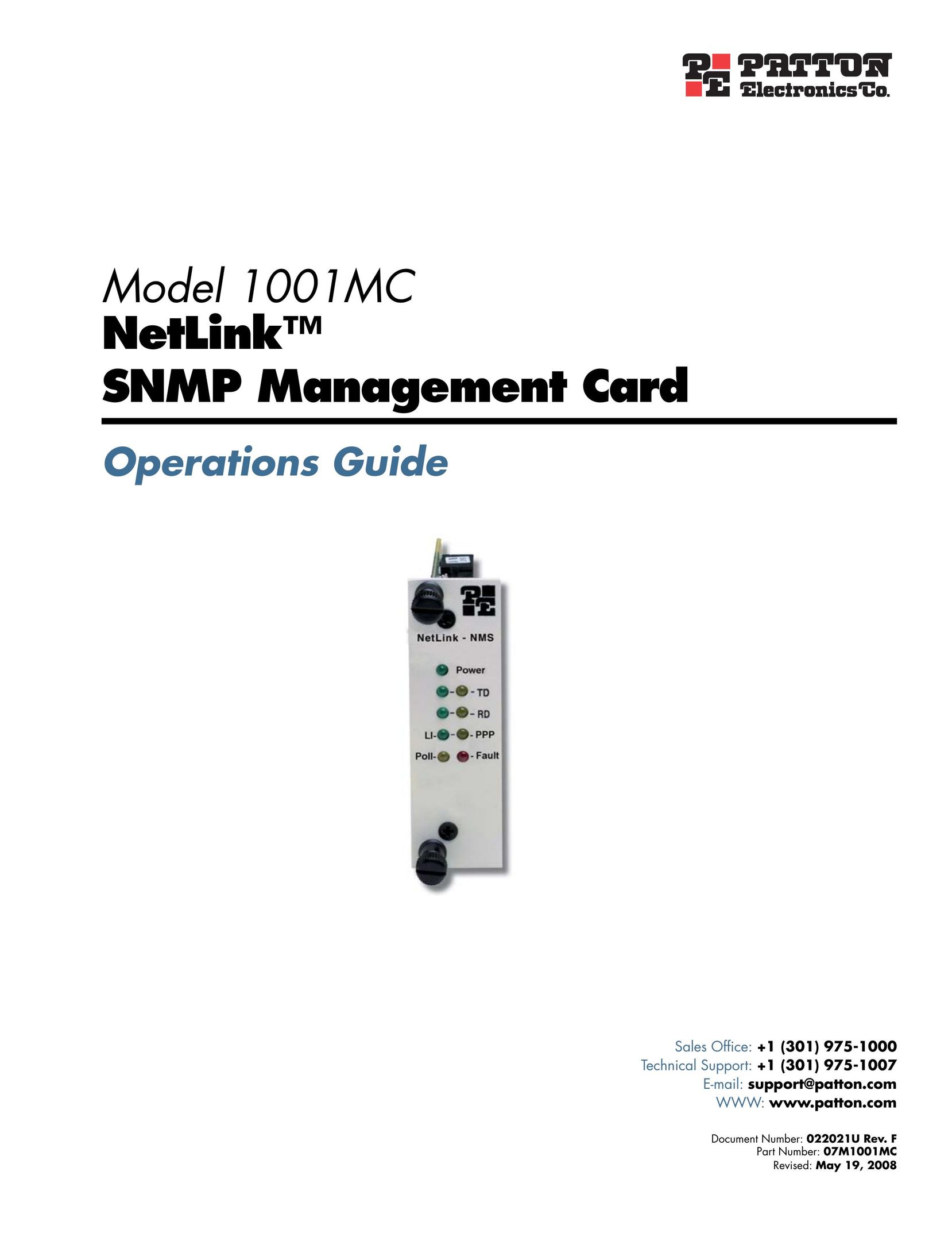 Patton electronic 1001MC Card Game User Manual